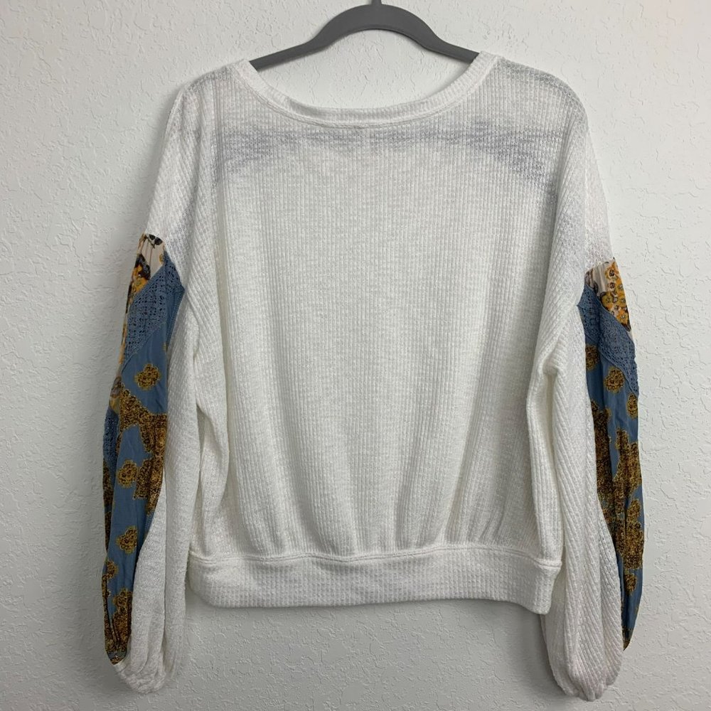 Free People Small Thermal Waffle Knit Top Oversized Slouch Hippie Boho - Picture 5 of 5